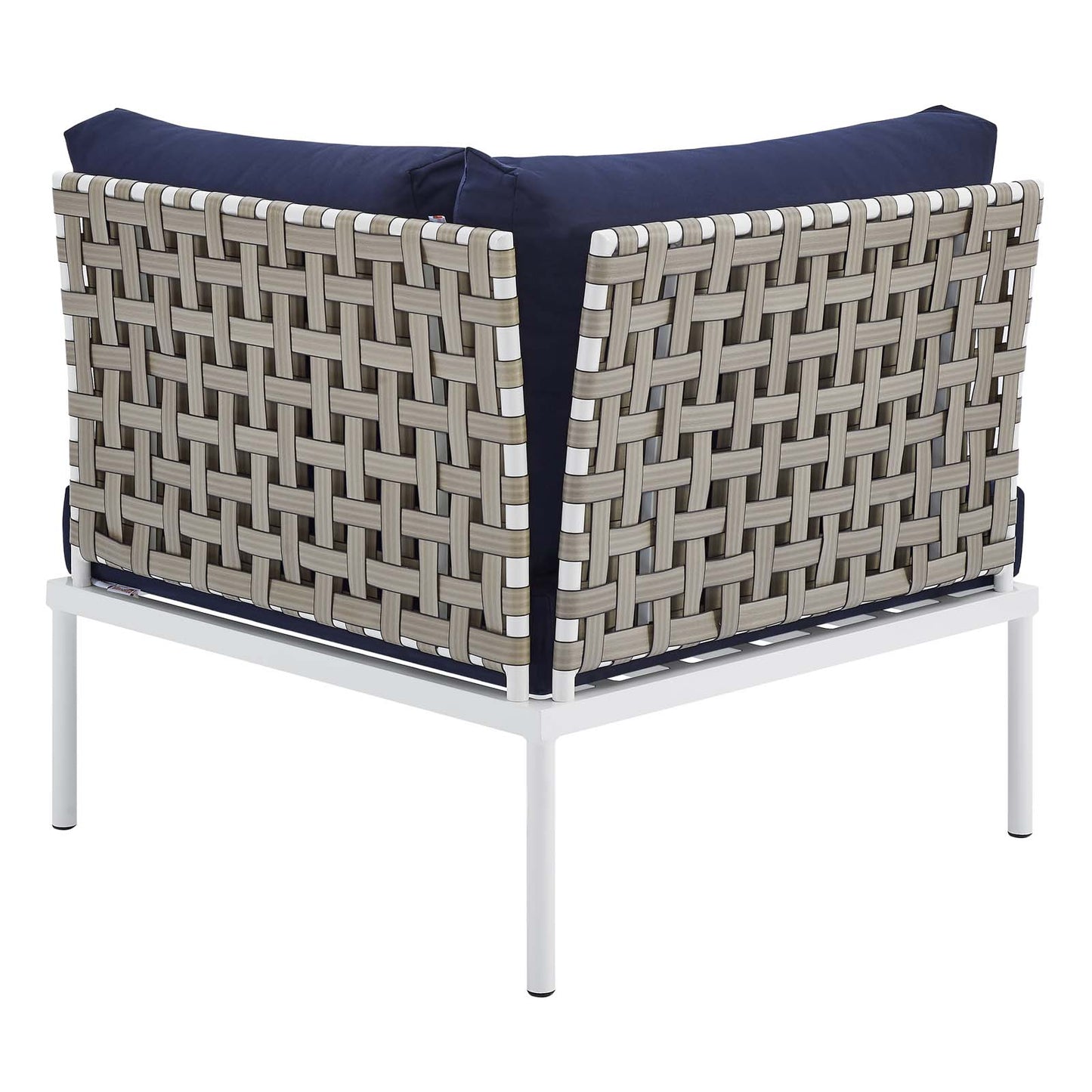 Harmony Sunbrella® Basket Weave Outdoor Patio Aluminum Corner Chair, Aluminum, Metal, Steel, Blue Navy, 20249