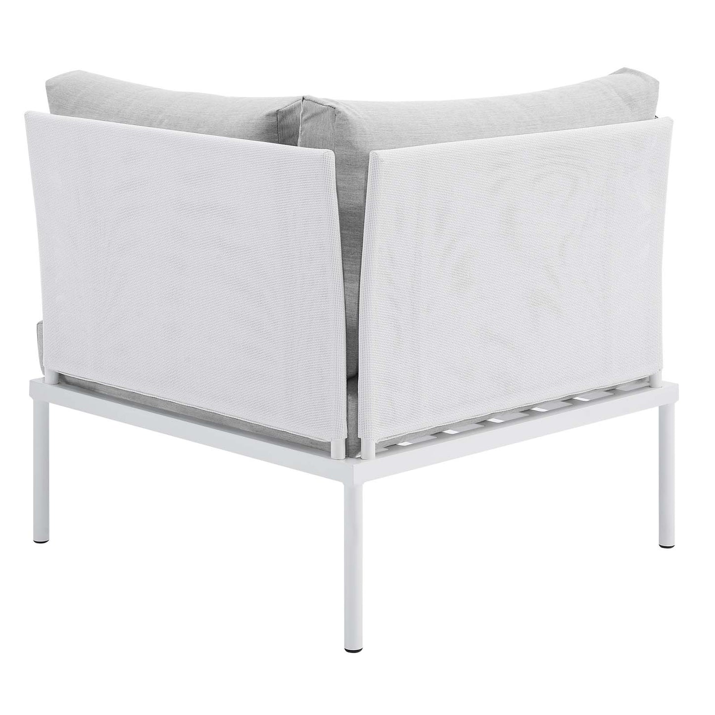 Harmony Sunbrella® Outdoor Patio All Mesh Corner Chair, Aluminum, Metal, Steel, White Grey Gray, 20250