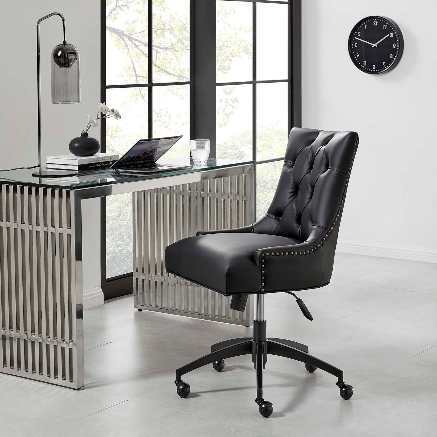 Regent Tufted Vegan Leather Office Chair, Faux Vegan Leather, Black, 20266