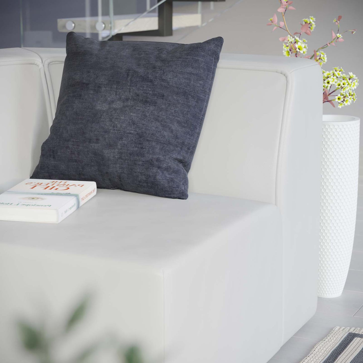 Mingle Vegan Leather Corner Chair, Faux Vegan Leather, White, 20339