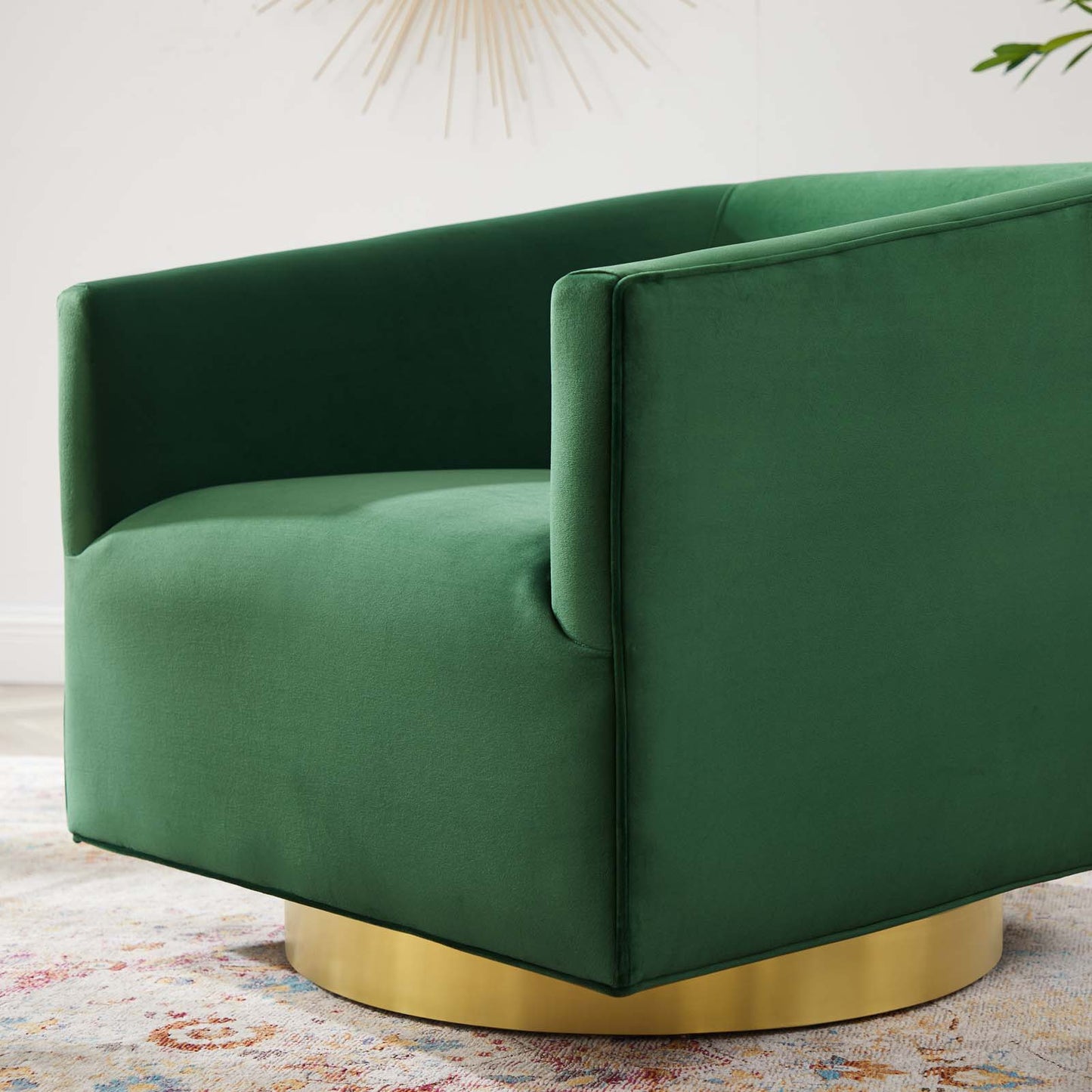 Twist Accent Lounge Performance Velvet Swivel Chair, Velvet, Gold Green, 20341