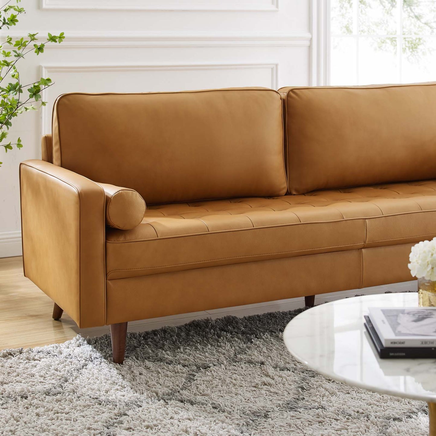 Valour 81" Leather Sofa, Leather, Tan, 20363