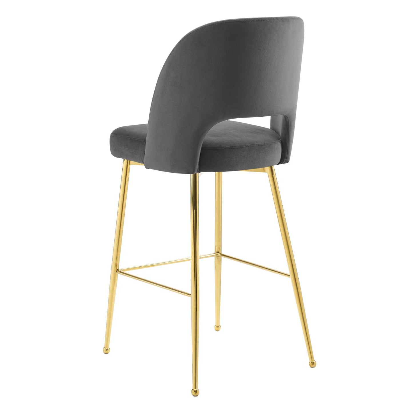 Rouse Performance Velvet Bar Stool, Velvet, Metal Steel, Dark Grey Gray, 20389