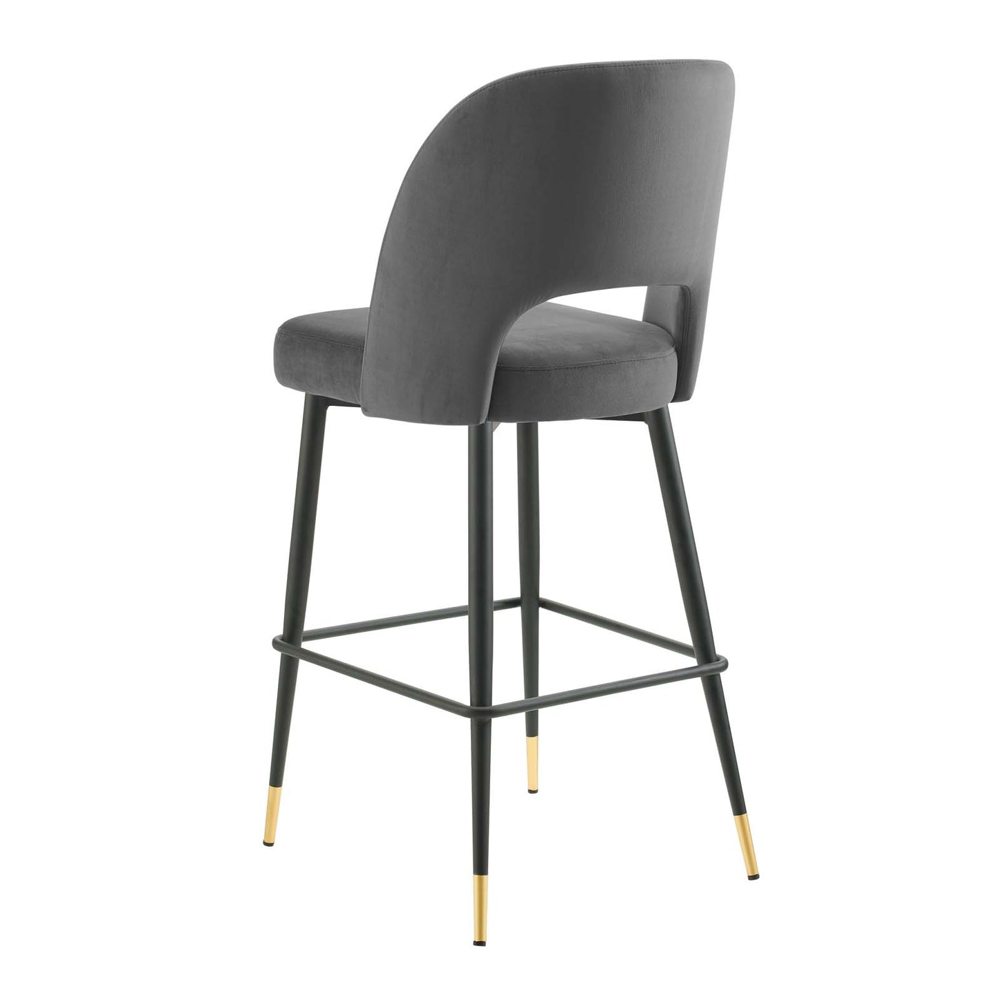 Rouse Performance Velvet Bar Stool, Velvet, Metal Steel, Dark Grey Gray, 20398