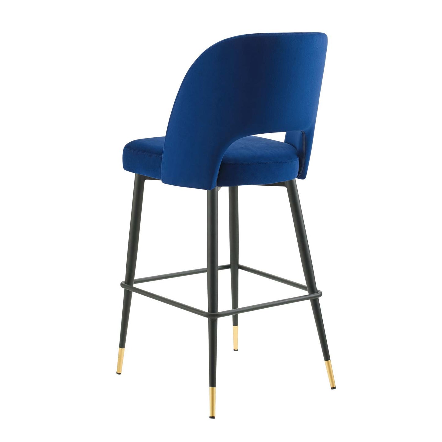 Rouse Performance Velvet Bar Stool, Velvet, Metal Steel, Blue Navy, 20400