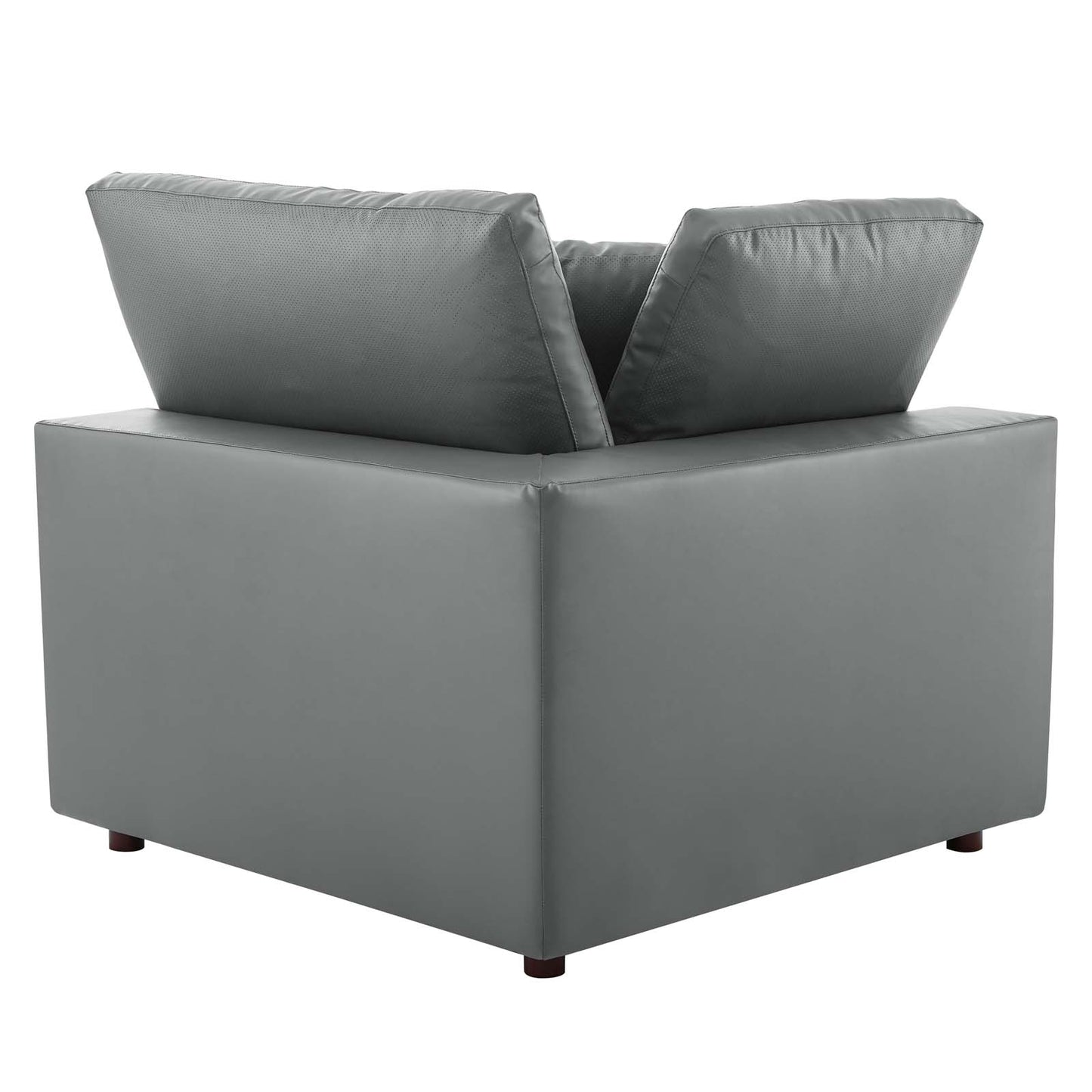 Commix Down Filled Overstuffed Vegan Leather Corner Chair, Faux Vegan Leather, Grey Gray, 20443