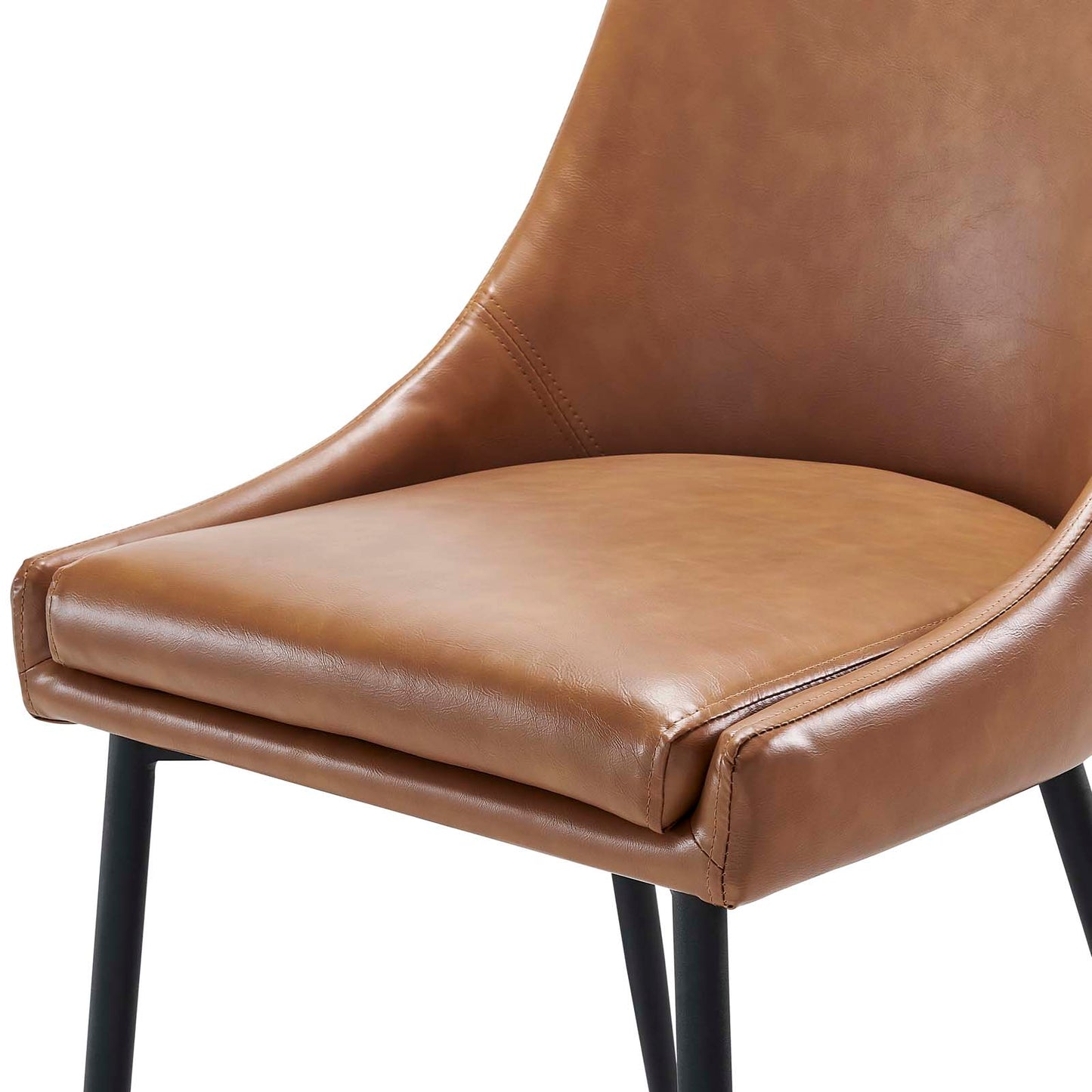 Viscount Vegan Leather Dining Chairs - Set of 2, Faux Vegan Leather, Black Tan, 20637