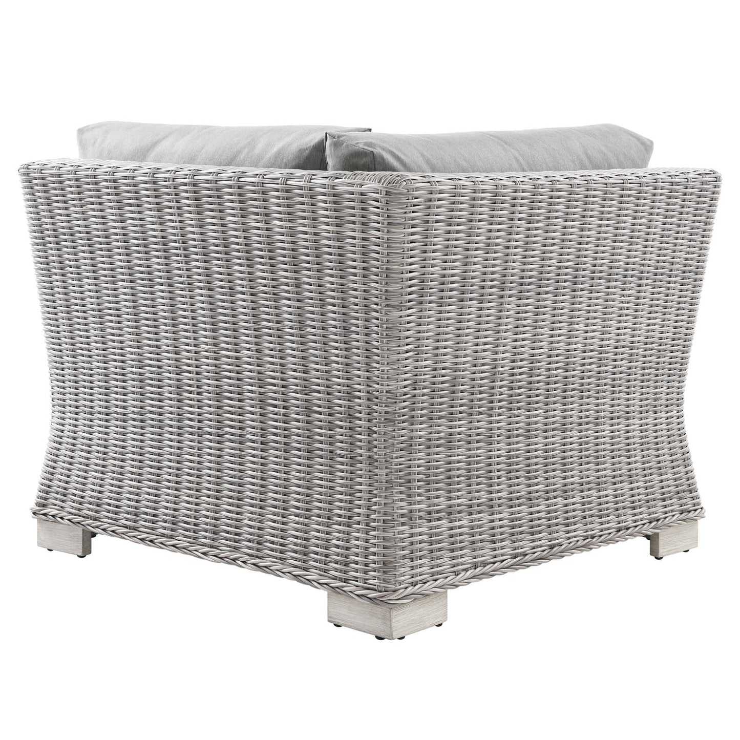 Conway Outdoor Patio Wicker Rattan Corner Chair, Rattan, Wicker, Grey Gray, 23328