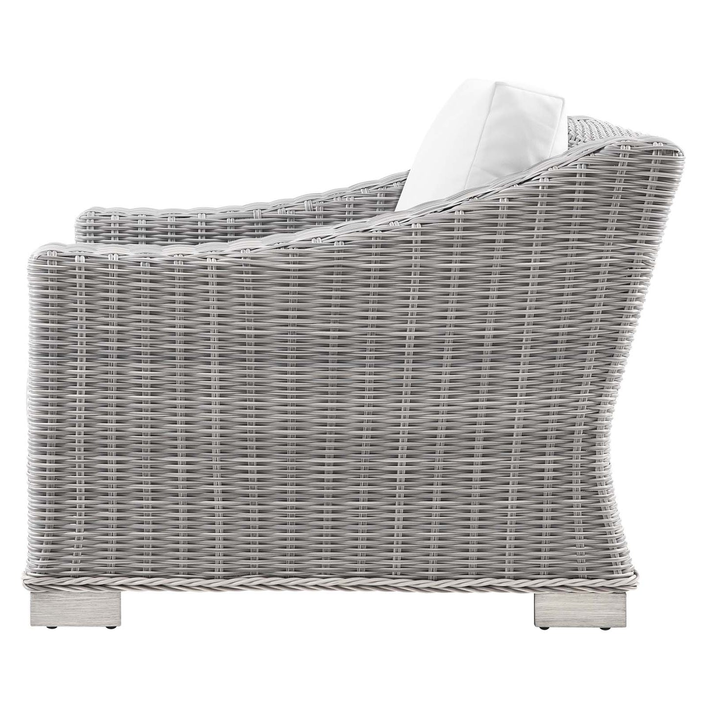 Conway Outdoor Patio Wicker Rattan Armchair, Rattan, Wicker, Light Grey Gray White, 23339