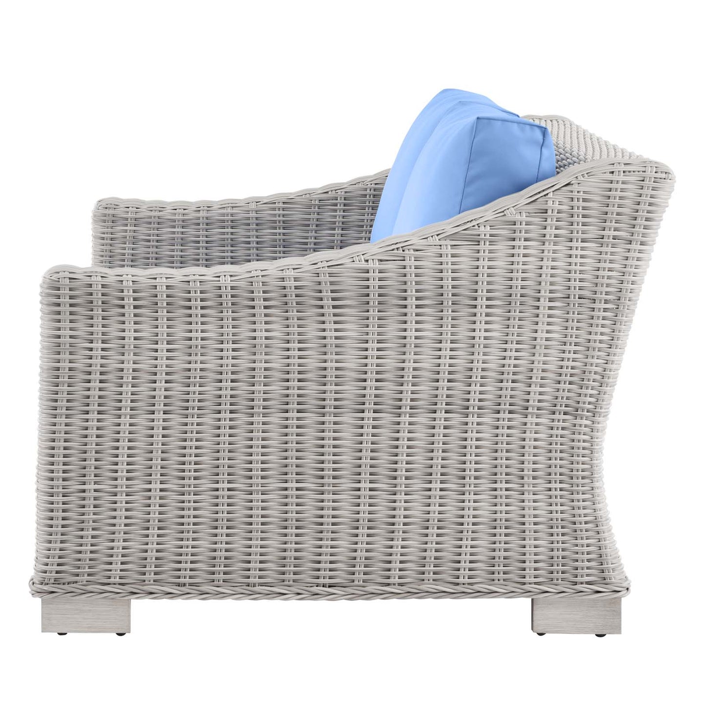 Conway Outdoor Patio Wicker Rattan Loveseat, Rattan, Wicker, Light Grey Gray Light Blue, 23341