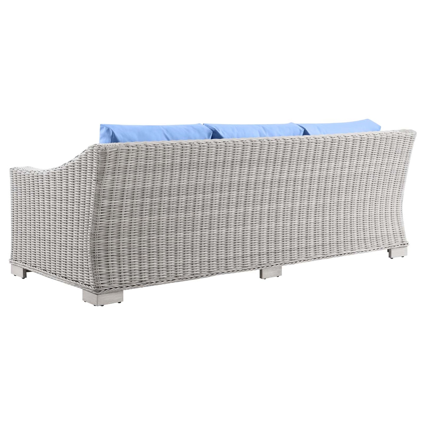 Conway Outdoor Patio Wicker Rattan Sofa, Rattan, Wicker, Light Grey Gray Light Blue, 23345