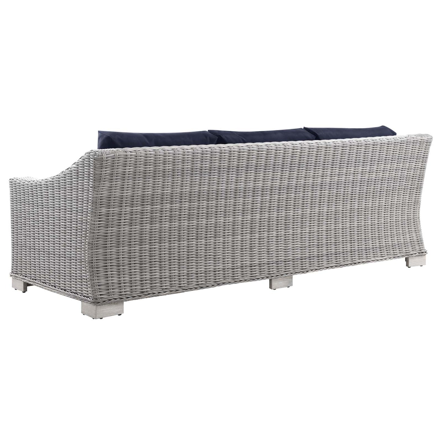 Conway Outdoor Patio Wicker Rattan Sofa, Rattan, Wicker, Light Grey Gray Blue Navy, 23346