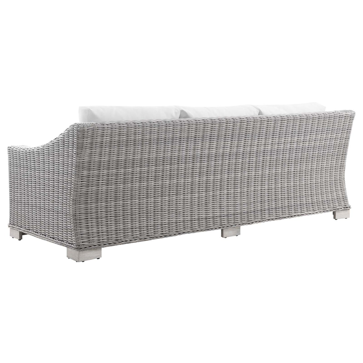 Conway Outdoor Patio Wicker Rattan Sofa, Rattan, Wicker, Light Grey Gray White, 23347
