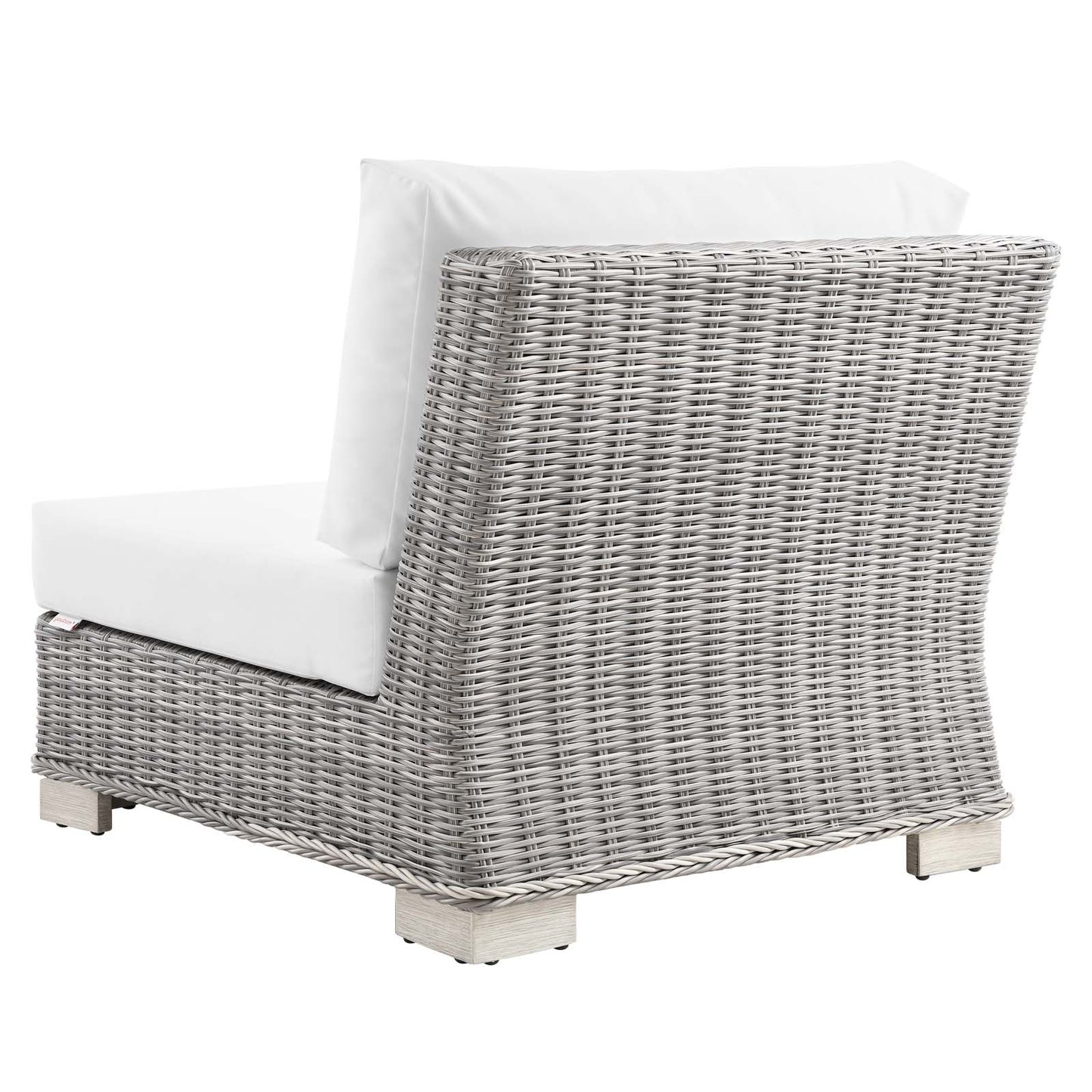 Conway Outdoor Patio Wicker Rattan Armless Chair, Rattan, Wicker, Light Grey Gray White, 23367