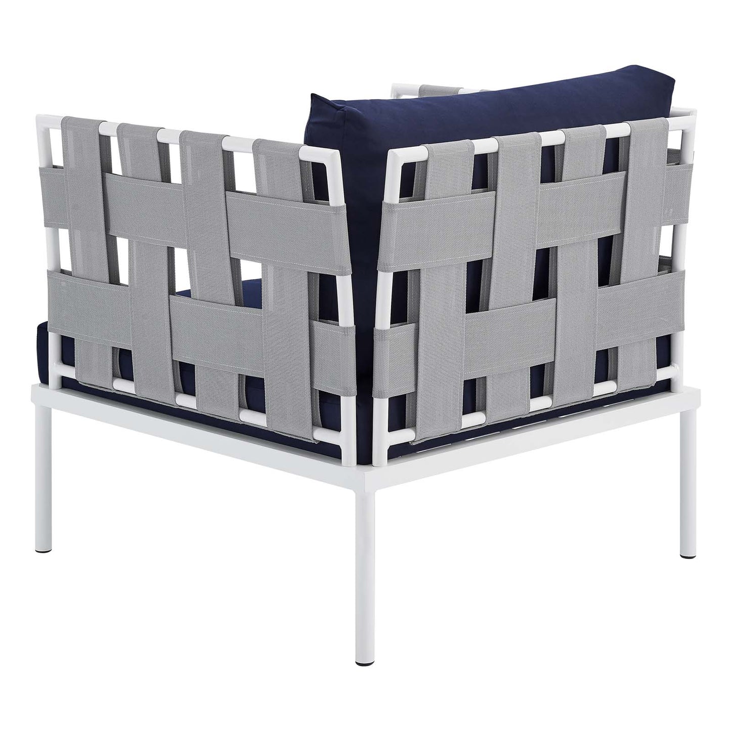 Harmony Sunbrella® Outdoor Patio Aluminum Armchair, Aluminum, Metal, Steel, Grey Gray Blue Navy, 20792