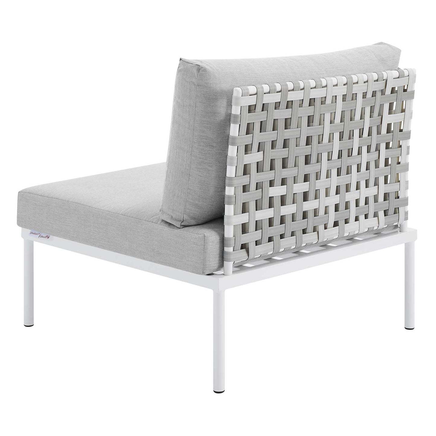 Harmony Sunbrella® Basket Weave Outdoor Patio Aluminum Armless Chair, Aluminum, Metal, Steel, Grey Gray, 20793