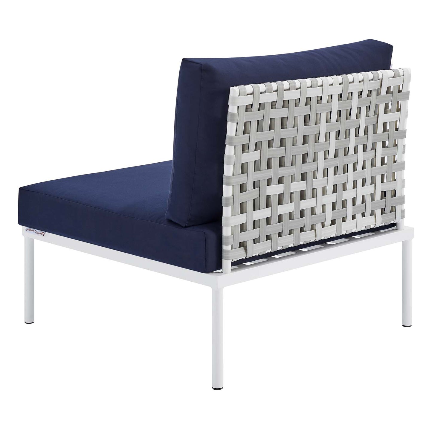 Harmony Sunbrella® Basket Weave Outdoor Patio Aluminum Armless Chair, Aluminum, Metal, Steel, Blue Navy, 20794