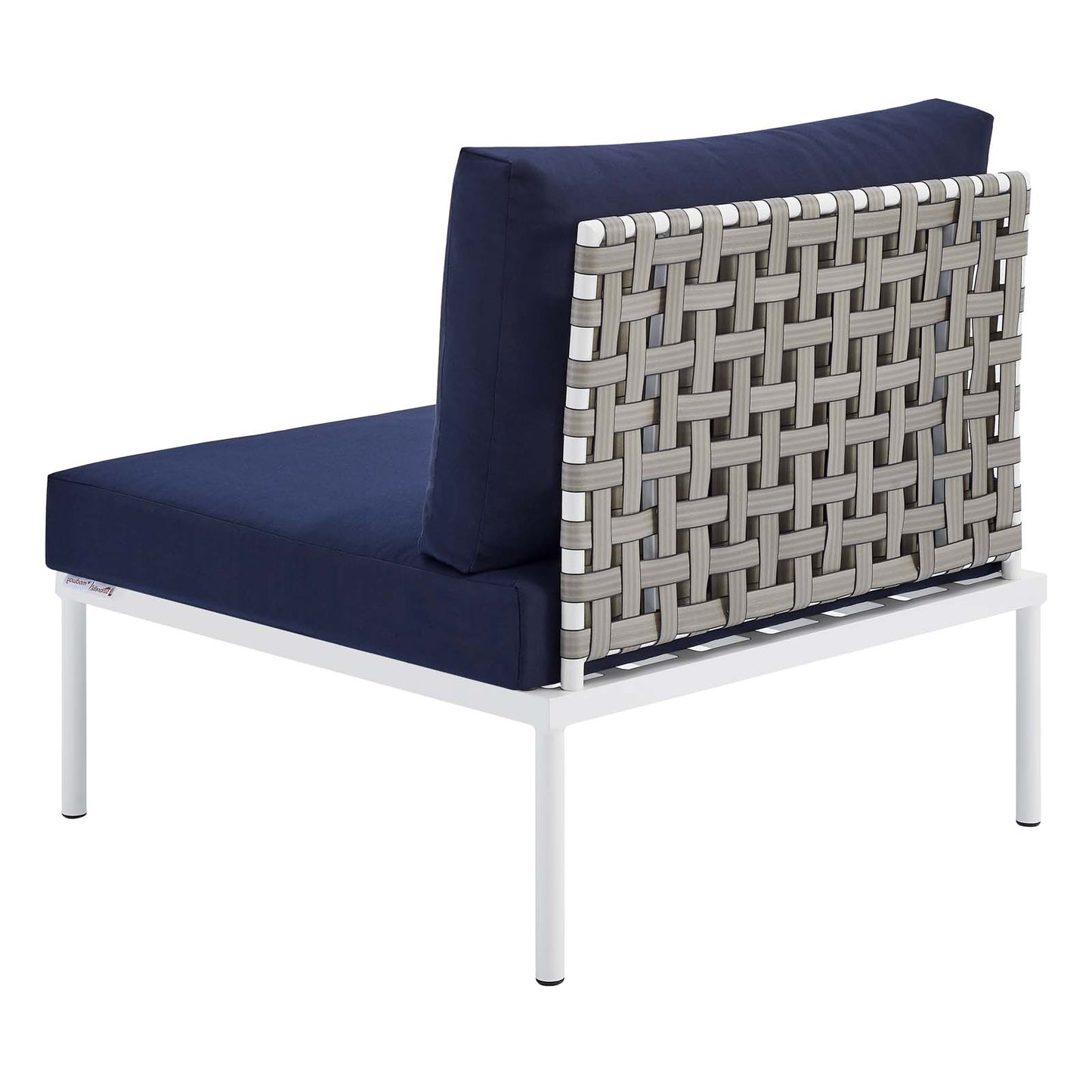 Harmony Sunbrella® Basket Weave Outdoor Patio Aluminum Armless Chair, Aluminum, Metal, Steel, Blue Navy, 20796