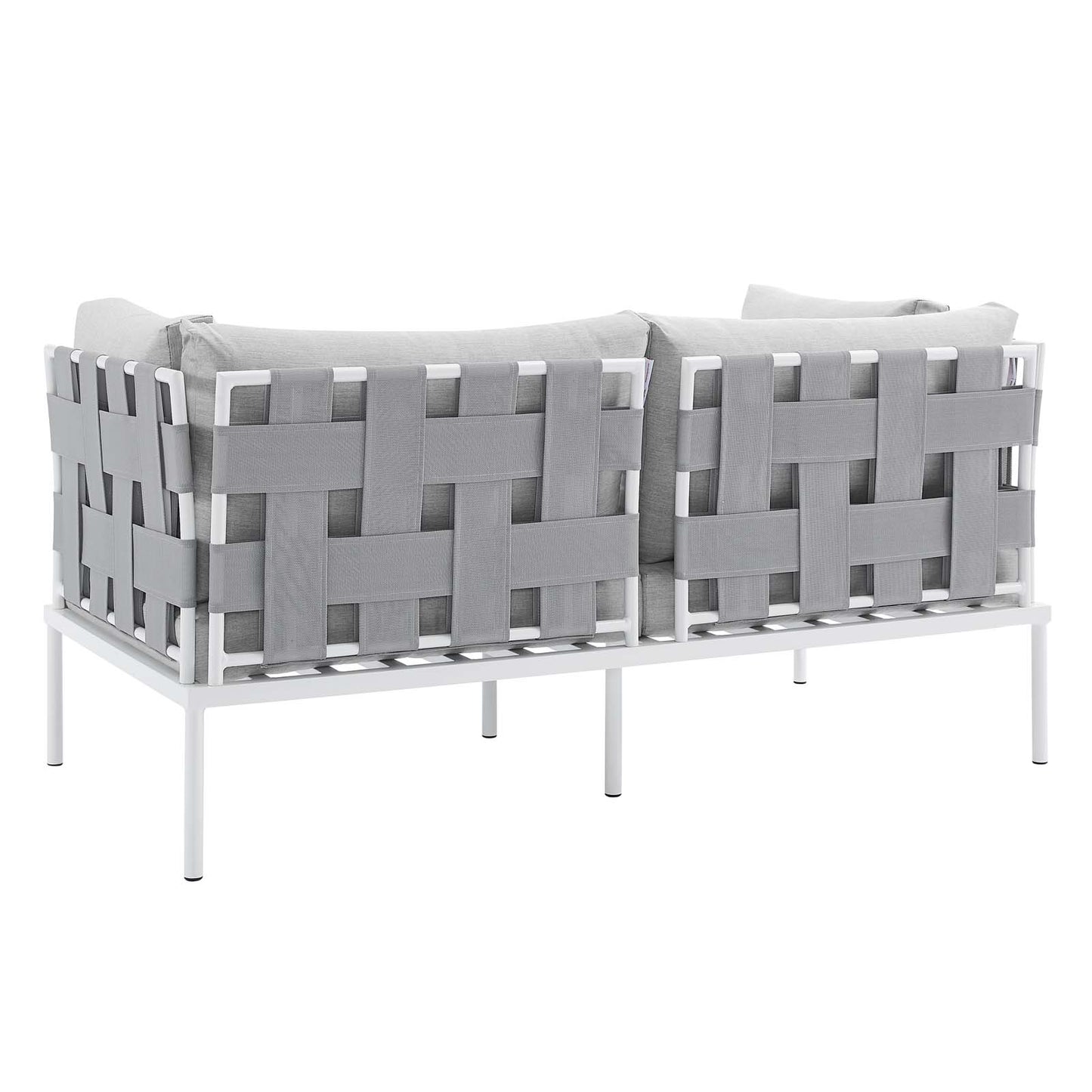 Harmony Sunbrella® Outdoor Patio Aluminum Loveseat, Aluminum, Metal, Steel, Grey Gray, 20807