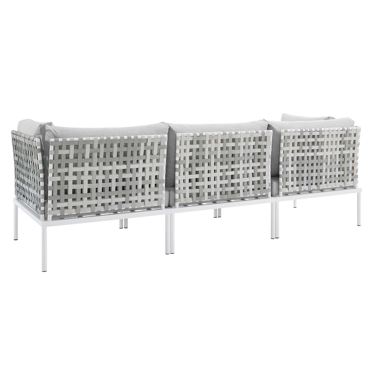Harmony Sunbrella® Basket Weave Outdoor Patio Aluminum Sofa, Aluminum, Metal, Steel, Grey Gray, 20809