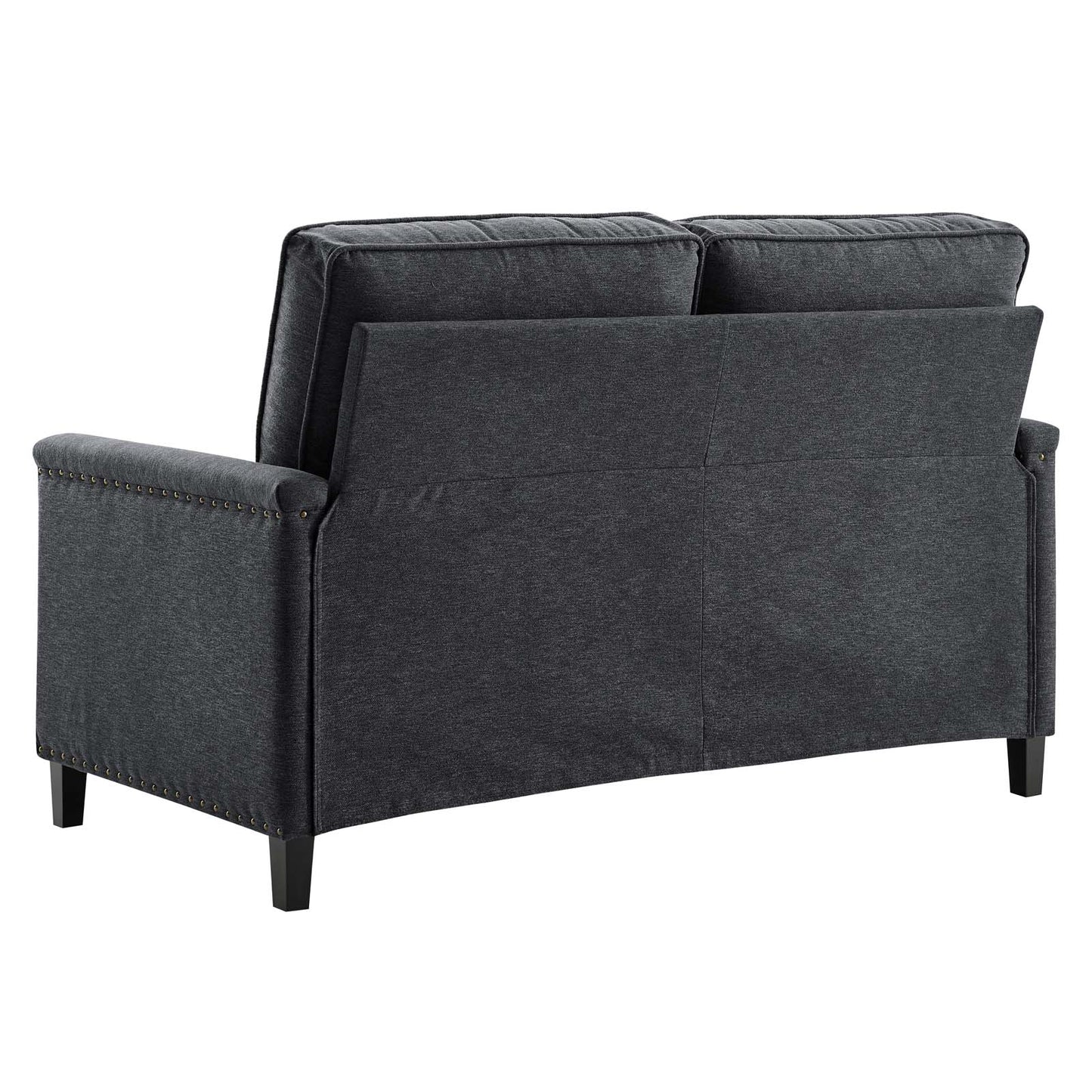 Ashton Upholstered Fabric Loveseat, Fabric, Dark Grey Gray, 20828