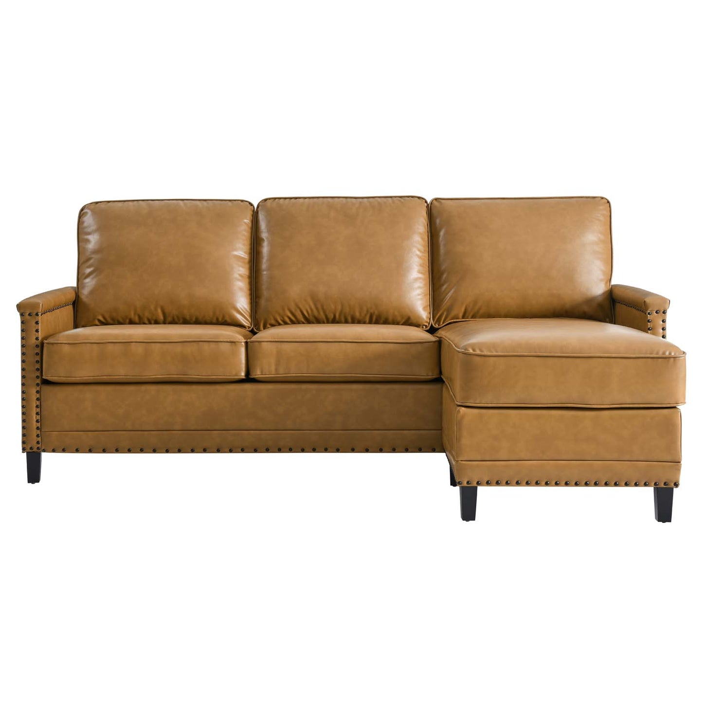 Ashton Vegan Leather Sectional Sofa, Faux Vegan Leather, Tan, 20853