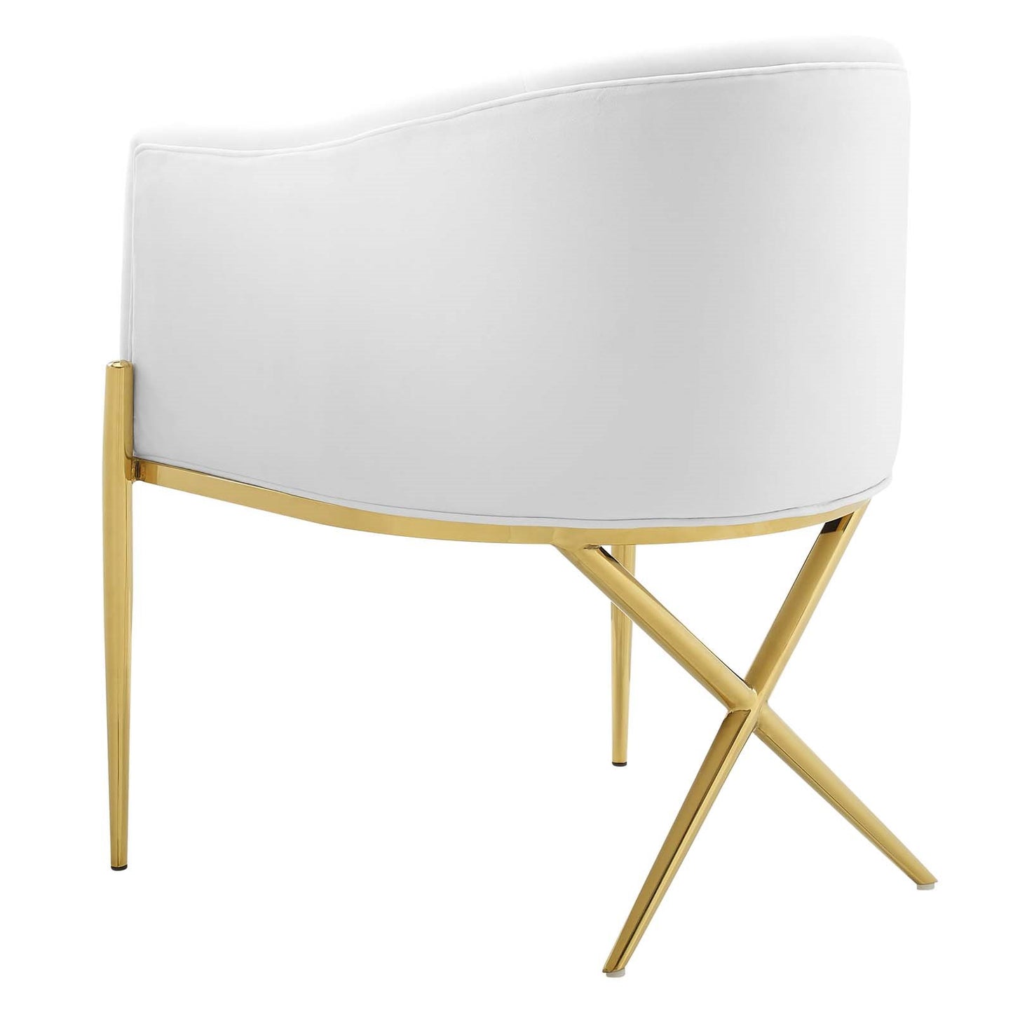 Savour Accent Dining Armchair Performance Velvet Set of 2, Velvet, Metal Steel, White, 20858