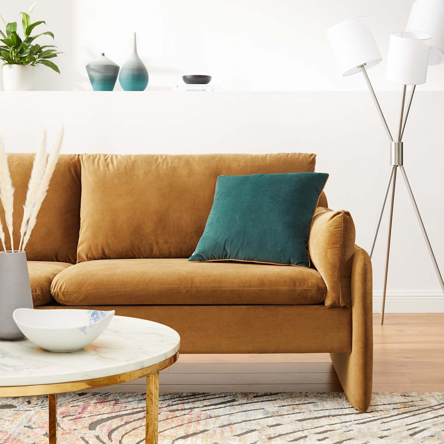 Indicate Performance Velvet Sofa, Velvet, Brown, 23306