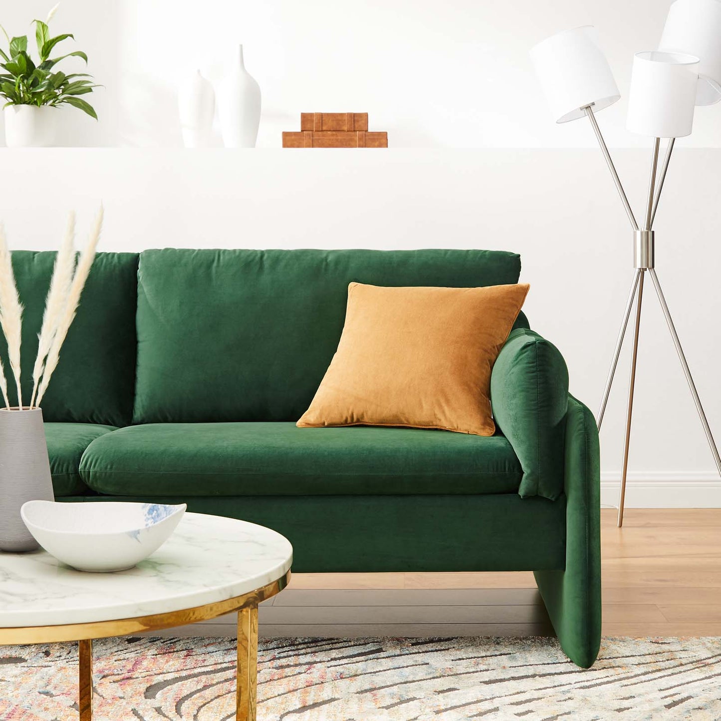 Indicate Performance Velvet Sofa, Velvet, Green, 23308