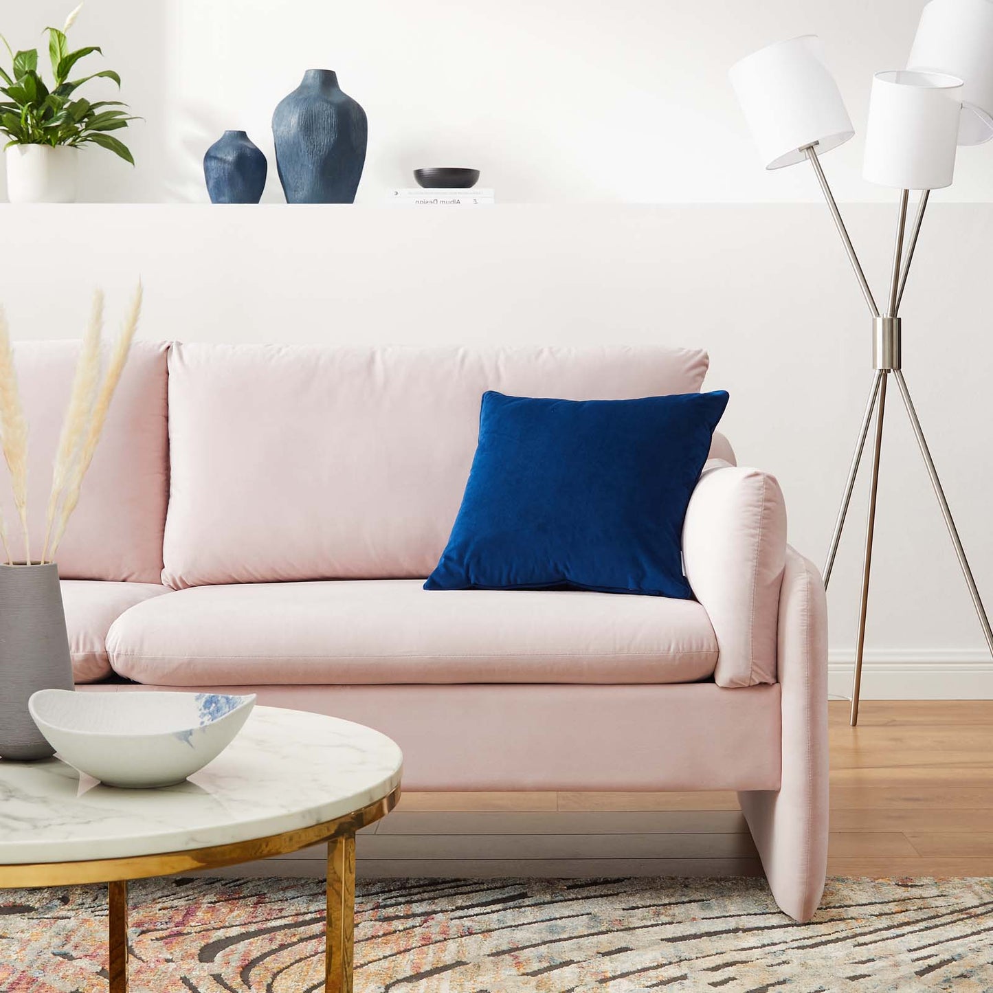 Indicate Performance Velvet Sofa, Velvet, Pink, 23311