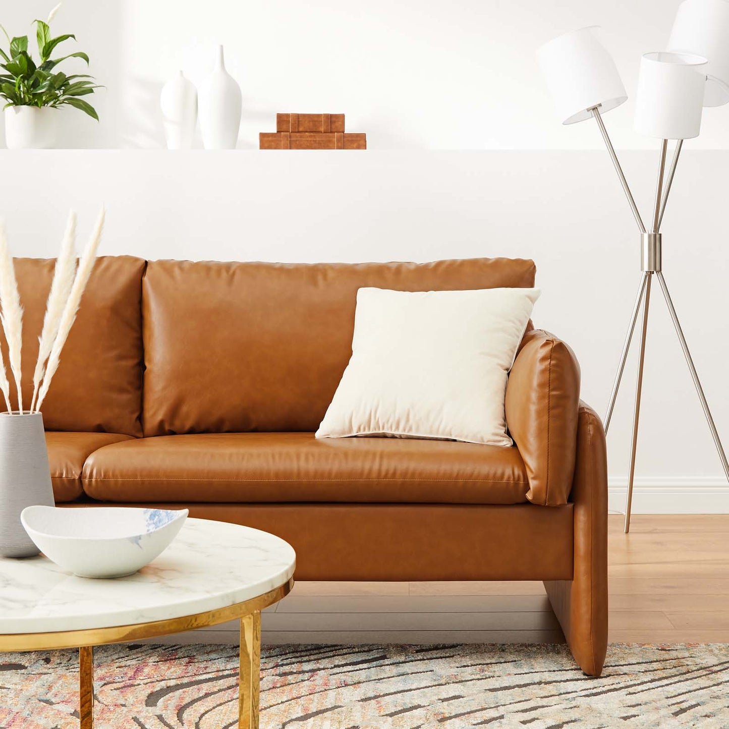 Indicate Vegan Leather Sofa, Faux Vegan Leather, Tan, 23312