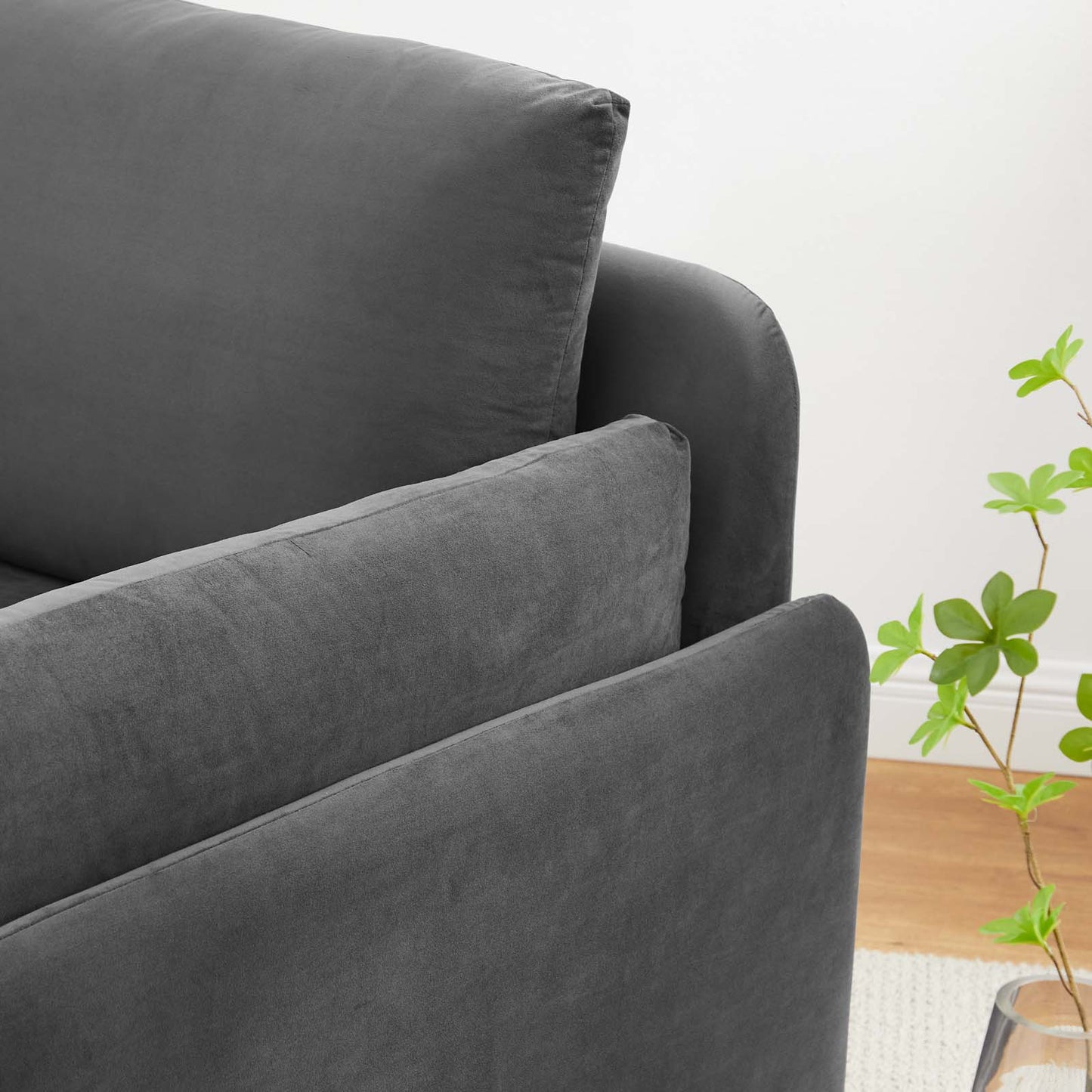 Indicate Performance Velvet Armchair, Velvet, Dark Grey Gray, 23314