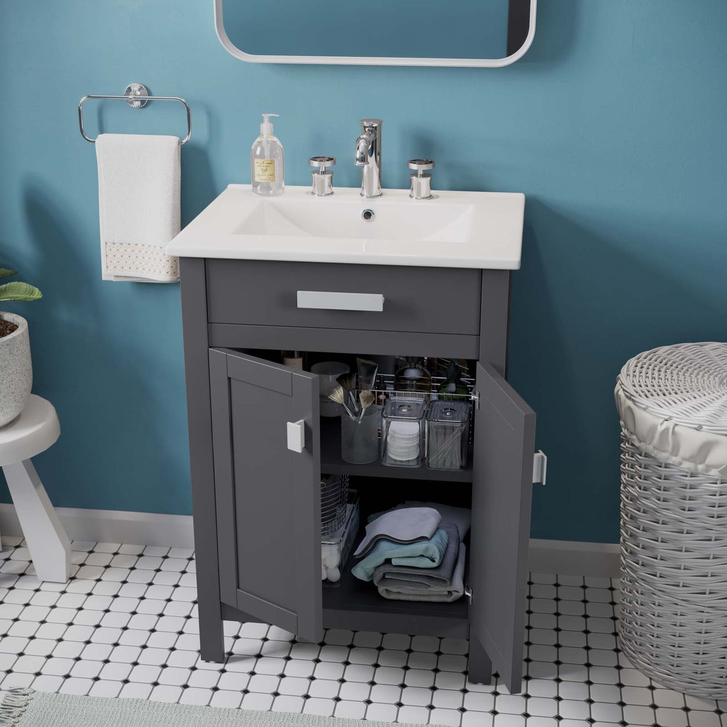 Laguna 24" Bathroom Vanity, Wood, Grey Gray White, 20909