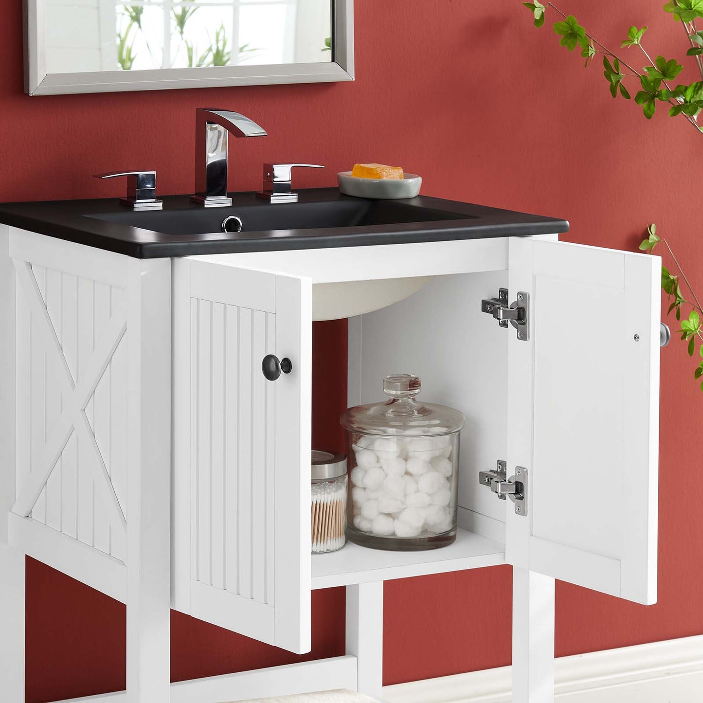 Steam 24" Bathroom Vanity, Wood, White Black, 21036
