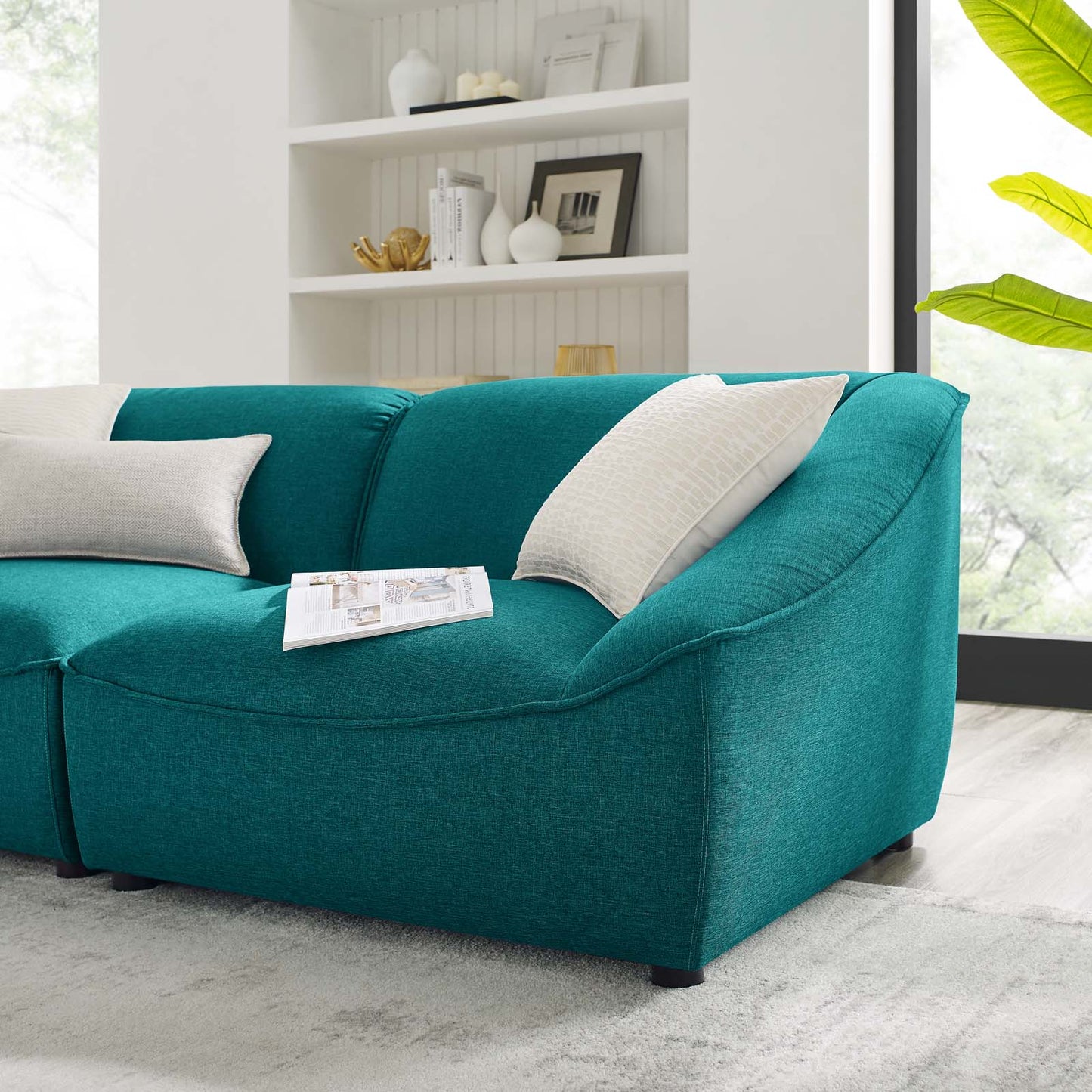 Comprise 2-Piece Loveseat, Fabric, Teal Blue, 21070