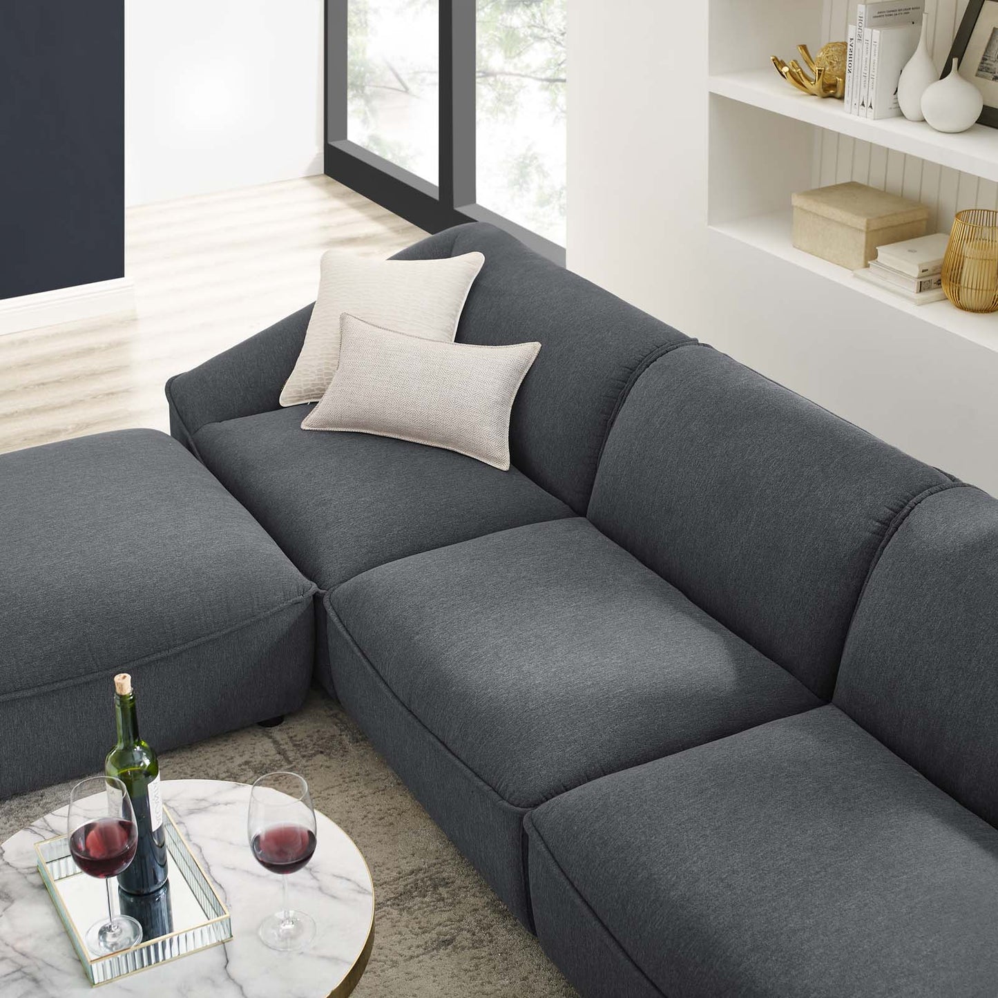Comprise 4-Piece Living Room Set, Fabric, Dark Grey Gray, 21074