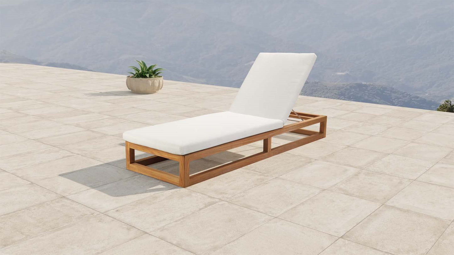 Newbury Outdoor Patio Premium Grade A Teak Wood Lounge Chair, Wood, Brown Natural White, 23322