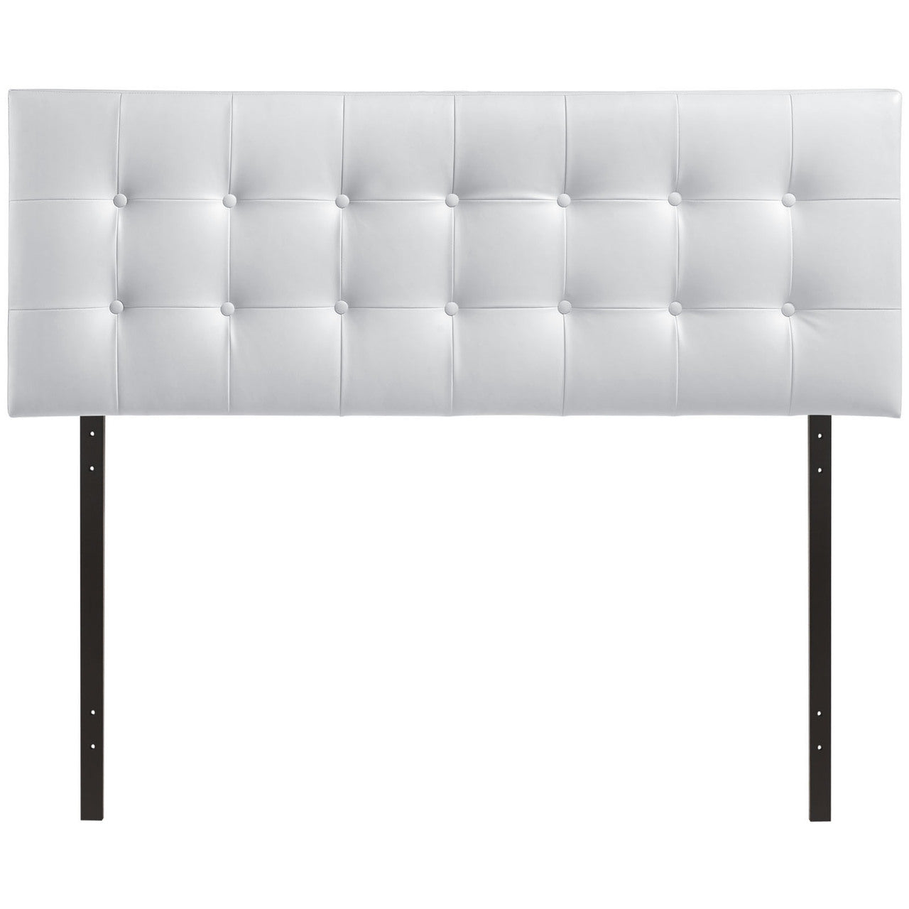 Emily Queen Vinyl Headboard, White Faux Leather