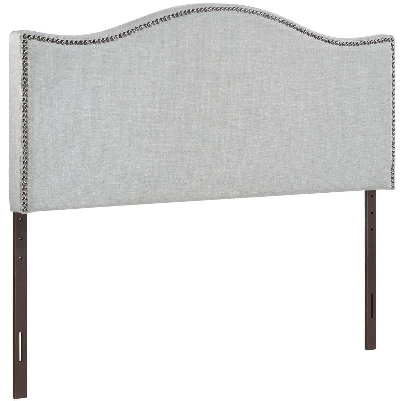 Curl King Nailhead Upholstered Headboard, Grey Fabric
