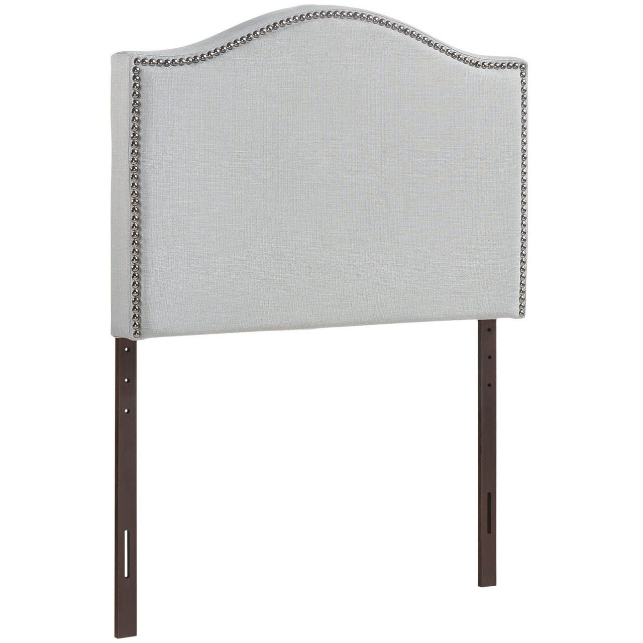 Curl Twin Nailhead Upholstered Headboard, Grey Fabric