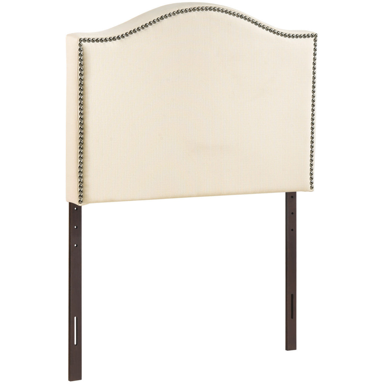Curl Twin Nailhead Upholstered Headboard, Ivory Fabric