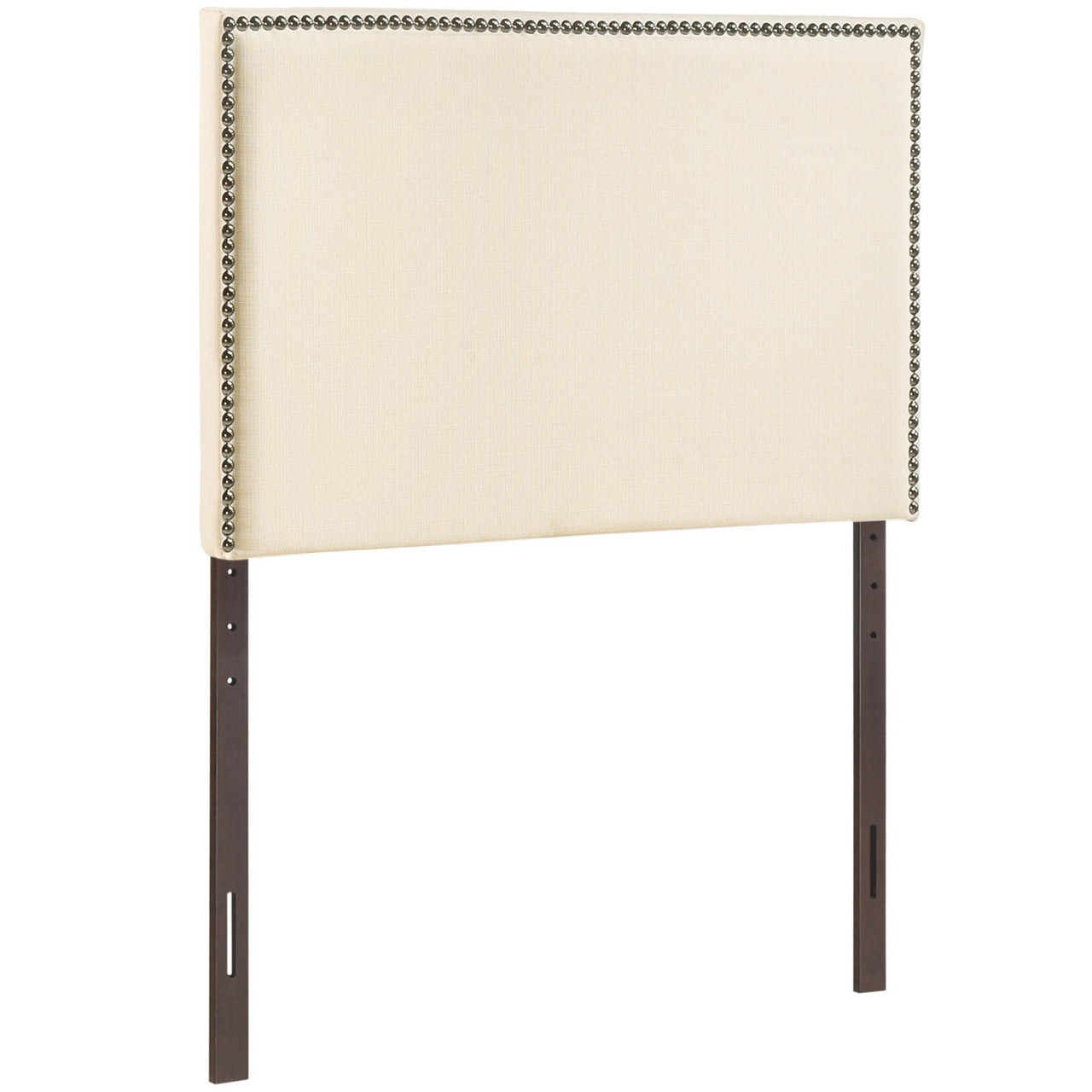 Region Twin Nailhead Upholstered Headboard, Ivory Fabric