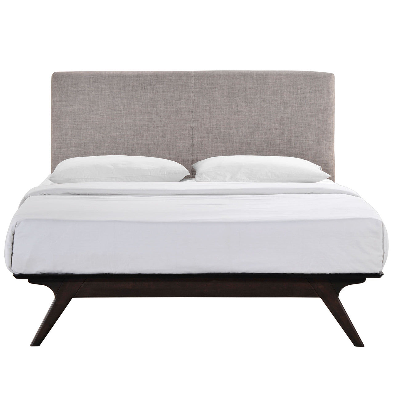 Tracy Queen Size Bed, Grey, Fabric, Wood