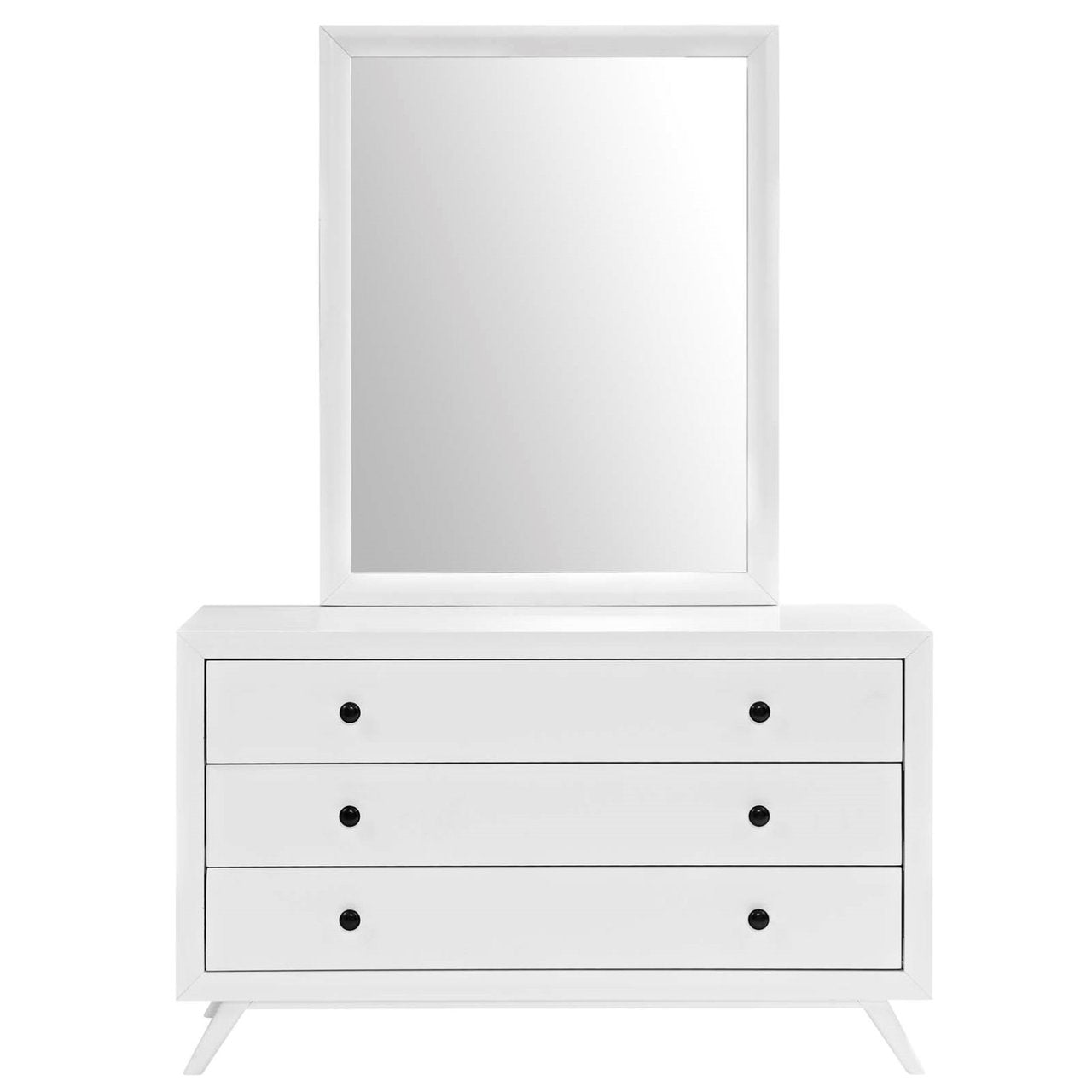 Tracy Dresser and Mirror, White, Wood 11957