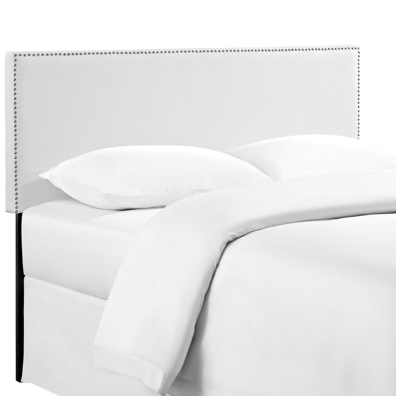 Phoebe Queen Upholstered Vinyl Headboard, White, Faux Leather 12106