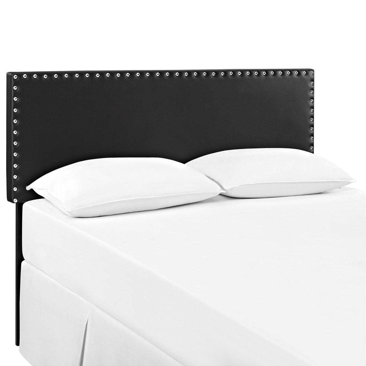Phoebe King Upholstered Vinyl Headboard, Black, Faux Leather 12112