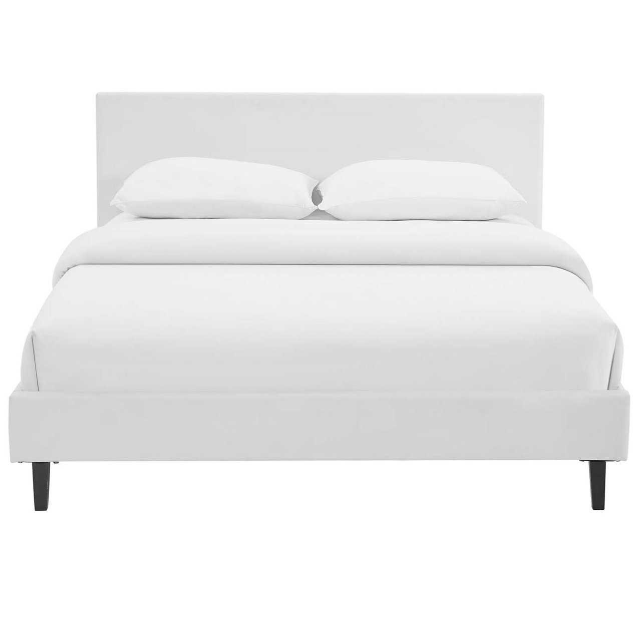 Anya Full Bed, White, Faux Leather 12209