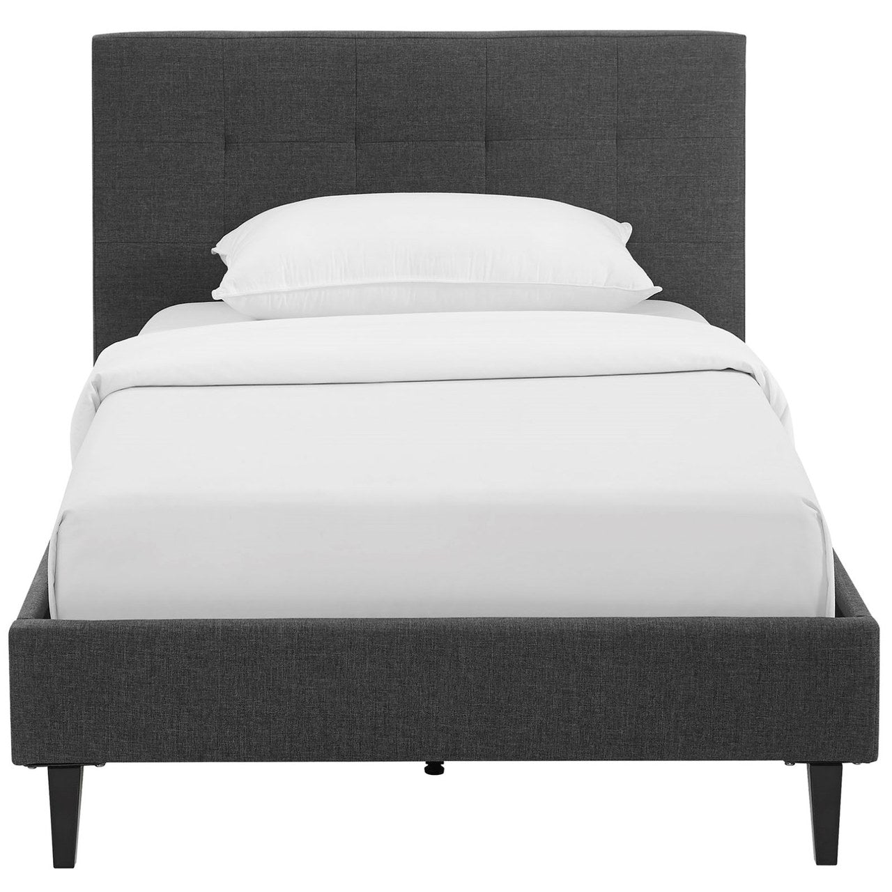 Linnea Twin Bed, Grey, Fabric 12226