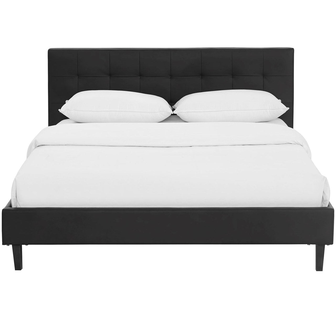 Linnea Queen Vinyl Bed, Black, Faux Leather 12236