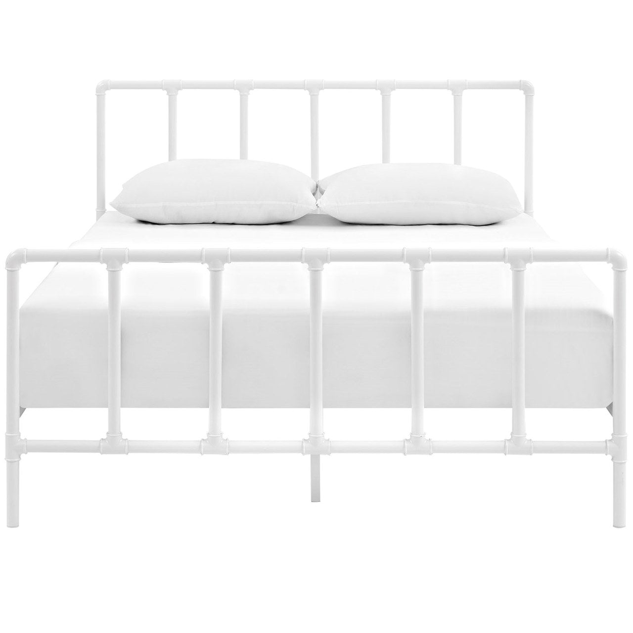 Dower Queen Stainless Steel Bed, White, Metal 12297